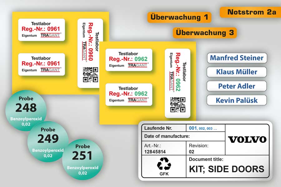 personalisierte Aufkleber, Aufklebersets unterschiedlich nummeriert Zahlen und QR