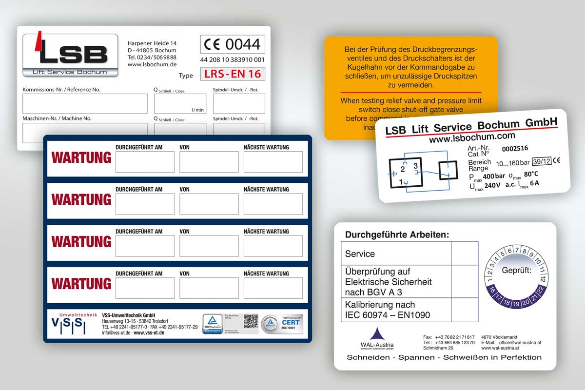 Serviceaufkleber Maschinen Autos Wartung